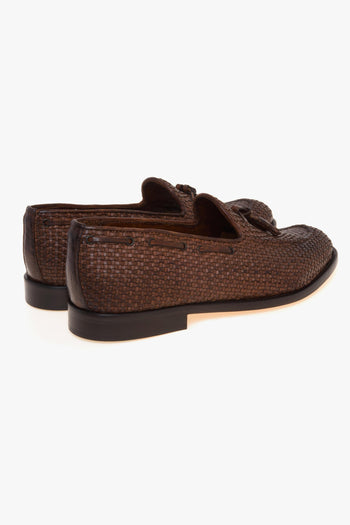 Mocassino tassel in pelle intrecciata con suola in cuoio - 3
