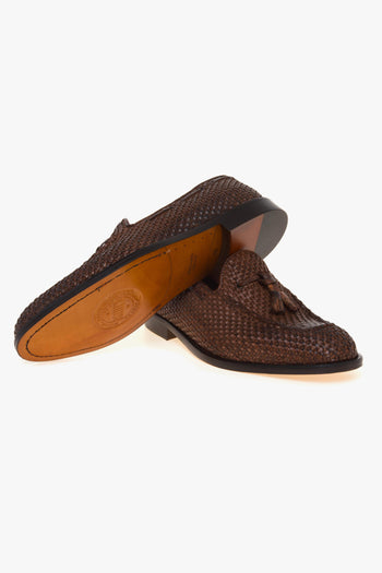 Mocassino tassel in pelle intrecciata con suola in cuoio - 4