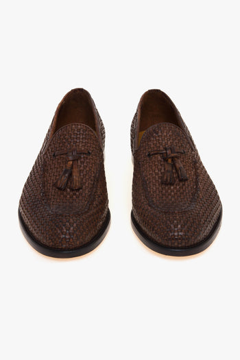 Mocassino tassel in pelle intrecciata con suola in cuoio - 5