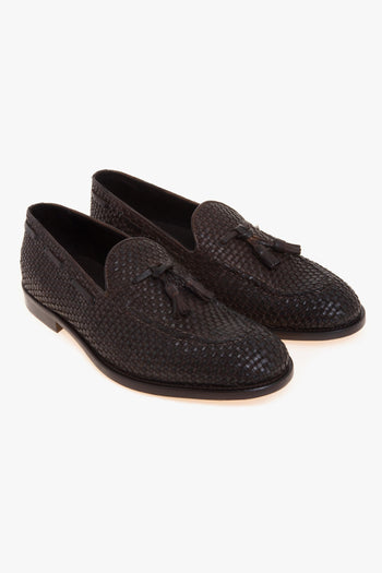 Mocassino tassel in pelle intrecciata con suola in cuoio - 2