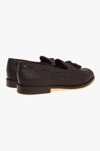 Mocassino tassel in pelle intrecciata con suola in cuoio - 3