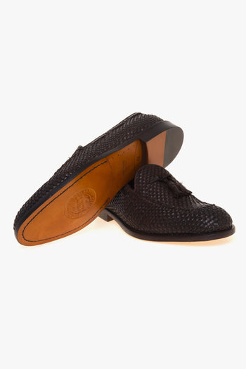 Mocassino tassel in pelle intrecciata con suola in cuoio - 4