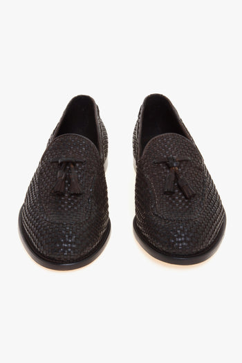 Mocassino tassel in pelle intrecciata con suola in cuoio - 5