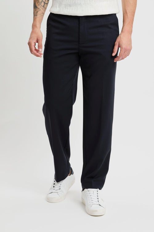 Pantalone taglio sartoriale in fresco di lana BLU