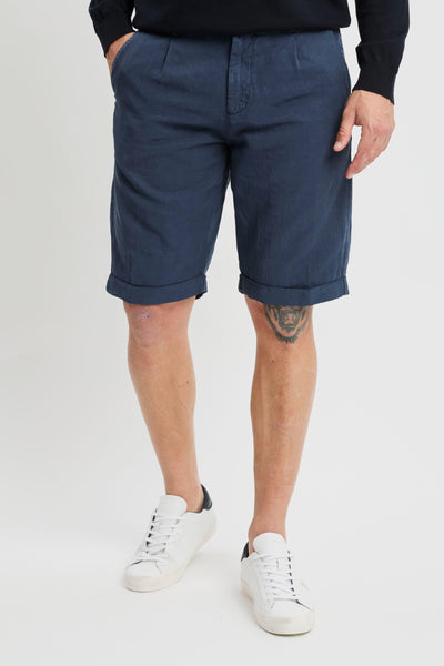 Pantalone corto in lyocell misto lino washed