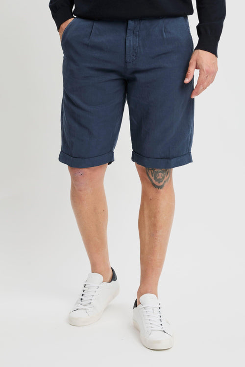Pantalone corto in lyocell misto lino washed