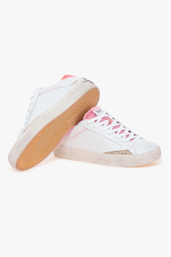 Sneaker "Distressed" in pelle e glitter BIANCO - 4