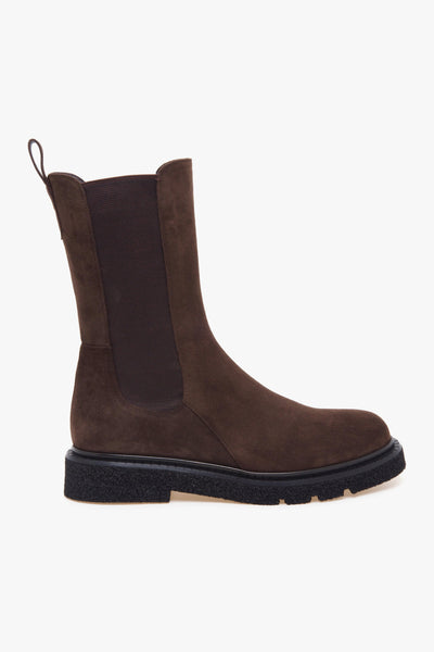 Chelsea boot in camoscio con suola in gomma