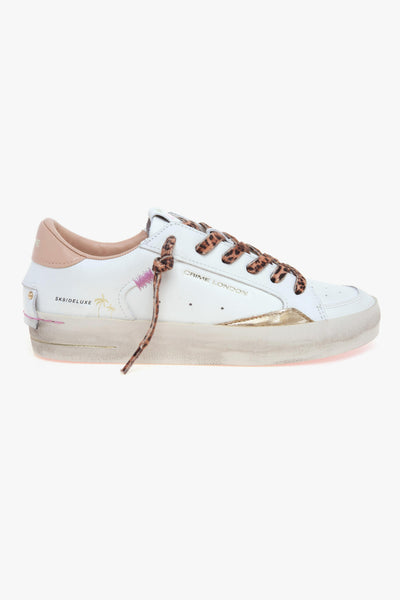 Sneaker SK8 Deluxe in pelle con talloncino cipria e lacci leopardati
