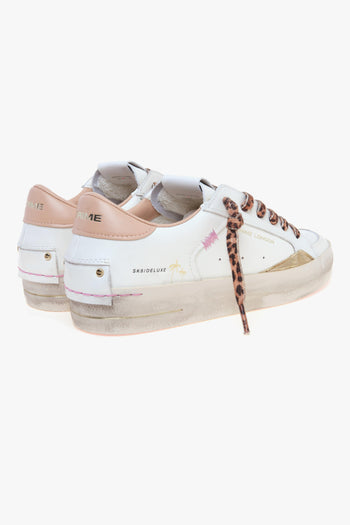 Sneaker SK8 Deluxe in pelle con talloncino cipria e lacci leopardati - 3