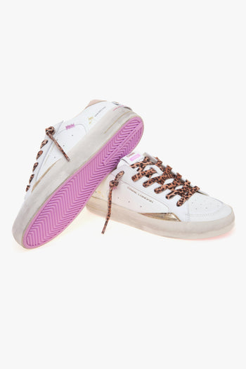 Sneaker SK8 Deluxe in pelle con talloncino cipria e lacci leopardati - 4