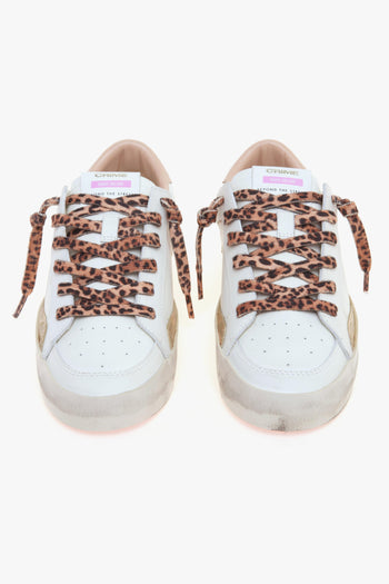Sneaker SK8 Deluxe in pelle con talloncino cipria e lacci leopardati - 5