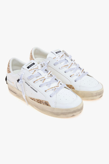 Sneaker SK8 Deluxe in pelle con inserti in glitter oro - 2