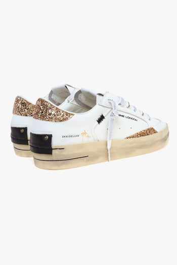 Sneaker SK8 Deluxe in pelle con inserti in glitter oro - 3