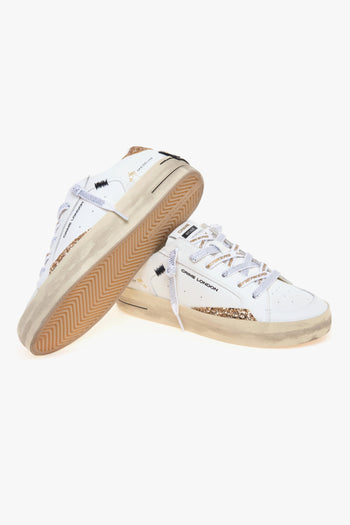 Sneaker SK8 Deluxe in pelle con inserti in glitter oro - 4
