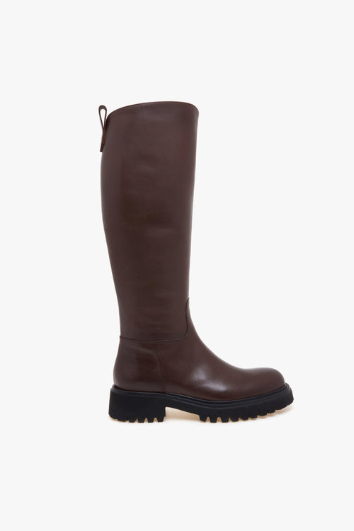 Stivale cavallerizza in pelle con suola in gomma