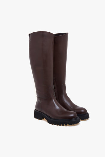 Stivale cavallerizza in pelle con suola in gomma - 2