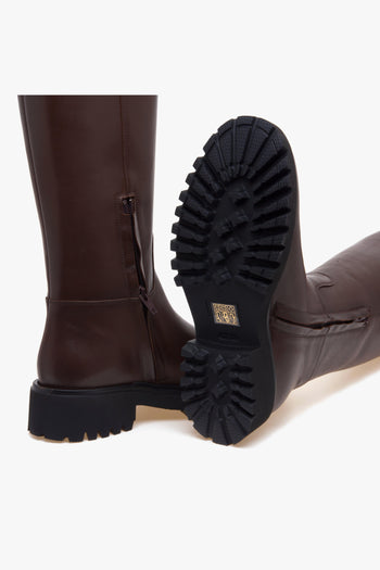 Stivale cavallerizza in pelle con suola in gomma - 4