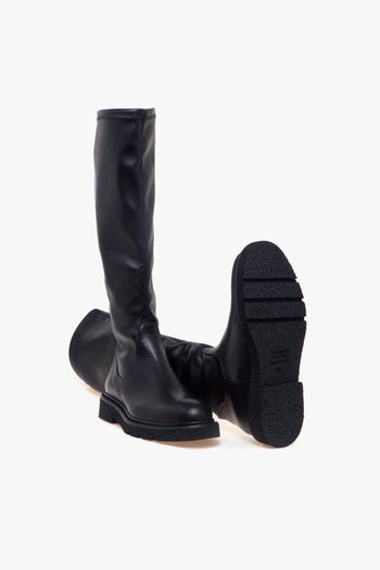 Stivale in pelle con gambale stretch - 4