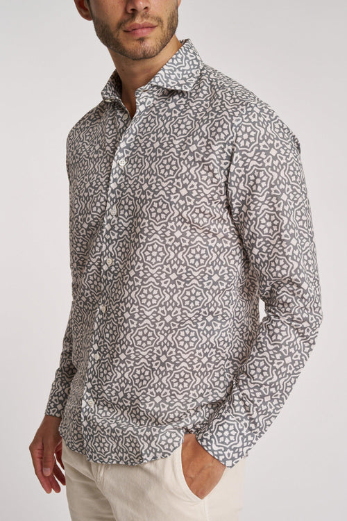 Camicia in misto lino con fantasia - 2