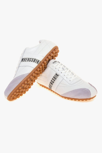 Sneaker soccer in pelle microforata con fascia tono su tono - 4