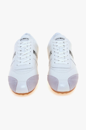 Sneaker soccer in pelle microforata con fascia tono su tono - 5