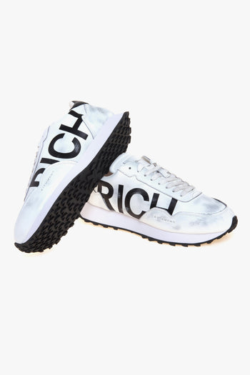 Sneaker in pelle con maxi logo laterale a contrasto - 4