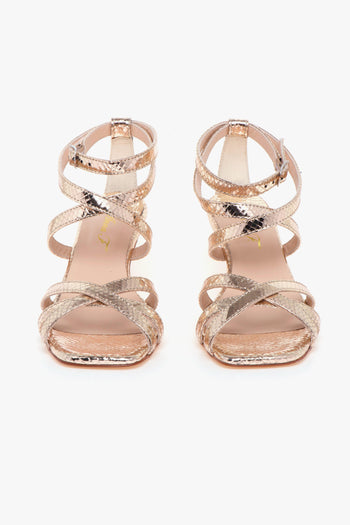 Sandalo . in pelle laminata con cinturini incrociati e tacco 65 mm - 5