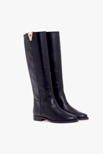 Stivale cavallerizza in pelle con "V" gold - 2