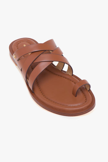 Ciabatta infradito "Nora" in pelle con fasce incrociate - 4