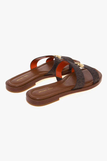 Sandalo Erin Flat in tessuto logato con doppia fascia unita da logo MK dorato - 3