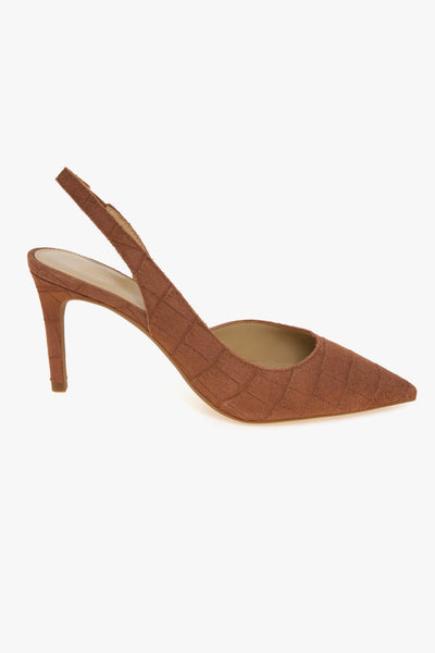 Sling back "Alina Flex" in camoscio stampa cocco e tacco 75 mm