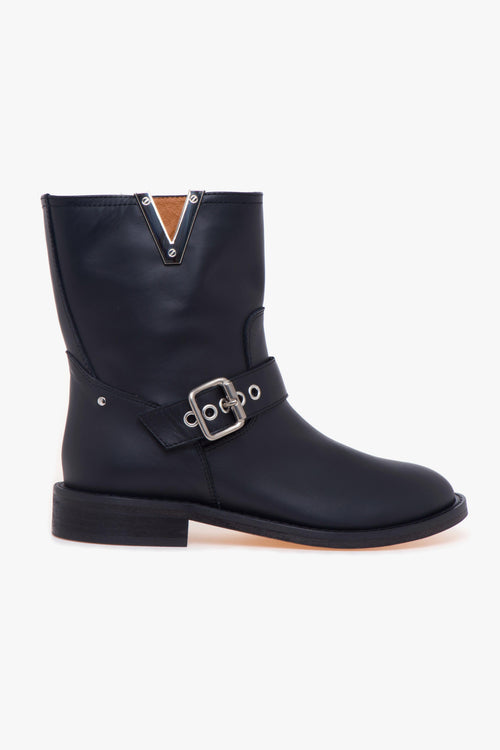 Tronchetto in pelle con "V" nickel