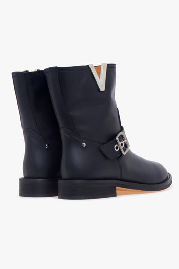 Tronchetto in pelle con "V" nickel - 3