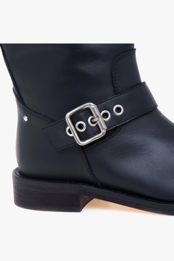 Tronchetto in pelle con "V" nickel - 4