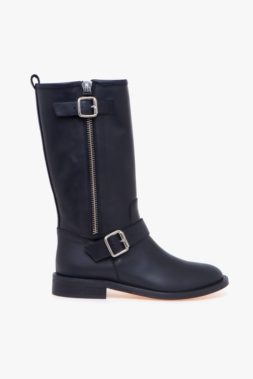 Biker in pelle con maxi soffietto