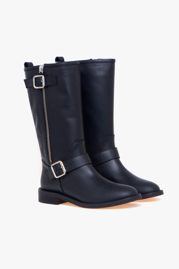 Biker in pelle con maxi soffietto - 2