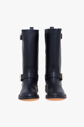 Biker in pelle con maxi soffietto - 5