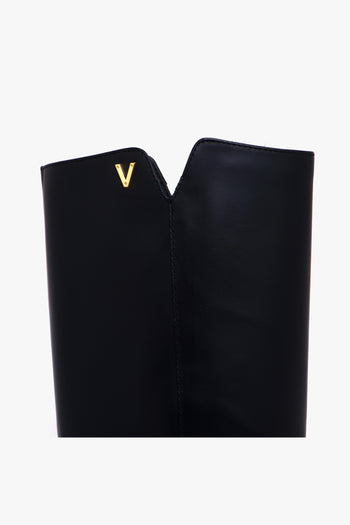 Stivale in pelle con zeppa interna e mini logo "V" gold - 4