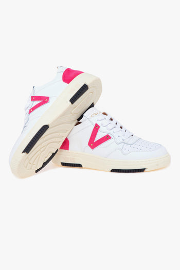 Sneaker basket bassa in pelle e camoscio - 4