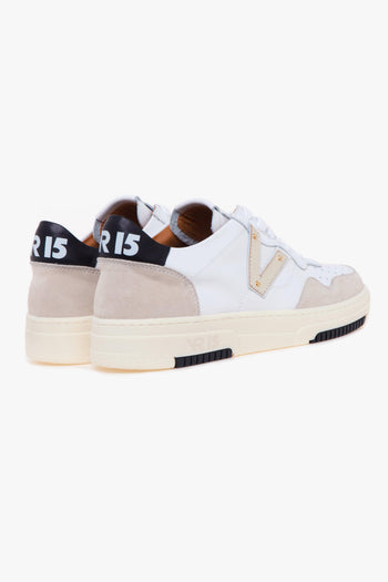 Sneaker basket bassa in pelle e camoscio - 3