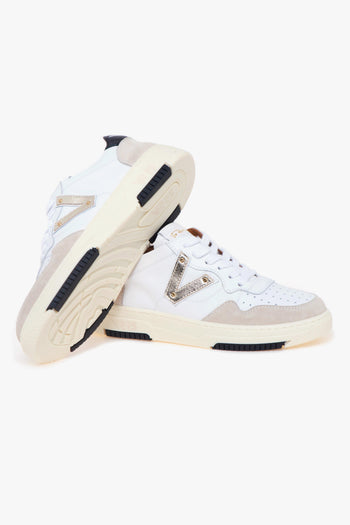 Sneaker basket bassa in pelle e camoscio - 4