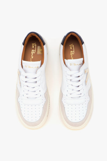 Sneaker basket bassa in pelle e camoscio - 5