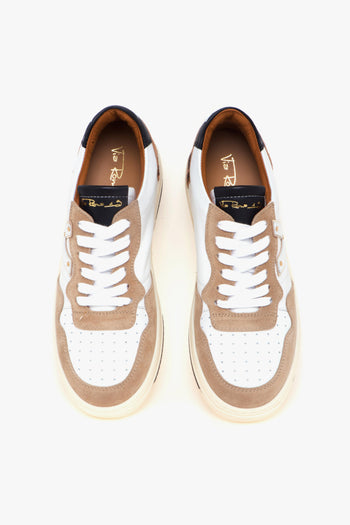 Sneaker basket in pelle e camoscio con tallone in cavallino maculato - 5