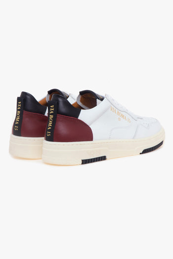 Sneaker basket in pelle e camoscio BIANCO - BORDEAUX - 3
