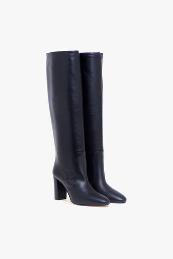 Stivale a tubo in pelle con tacco 80 mm - 2