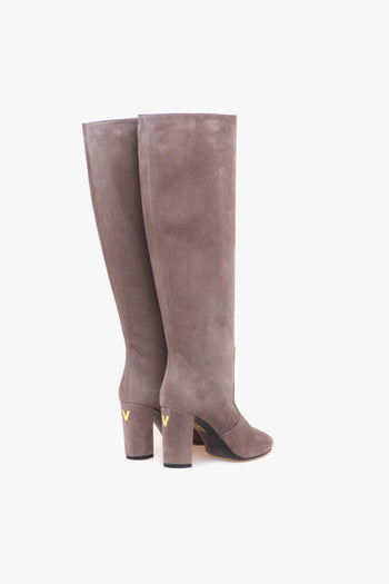 Stivale a tubo in camoscio con tacco 80 mm - 3