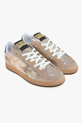 Sneaker modello Sun in suede laminato con logo glitter e talloncino maculato - 2