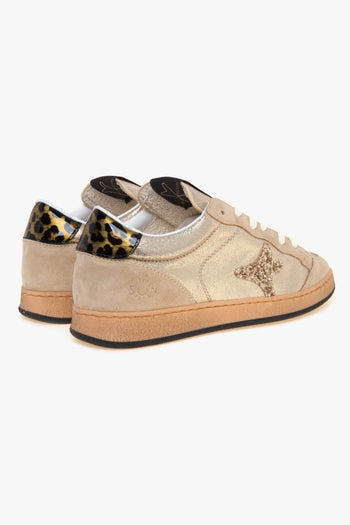 Sneaker modello Sun in suede laminato con logo glitter e talloncino maculato - 3