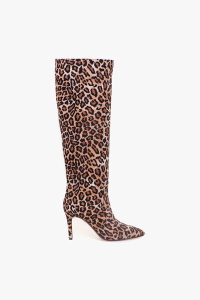Stivale a tubo in camoscio maculato con tacco 90 mm